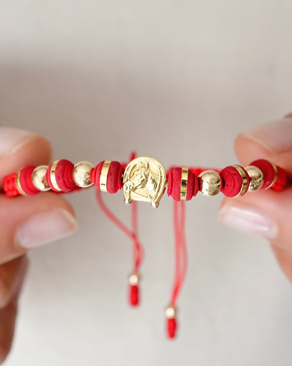 BRAZALETE HERRADURA DE CABALLO 5MM ROJO 5725 OrolaminadoLuxus