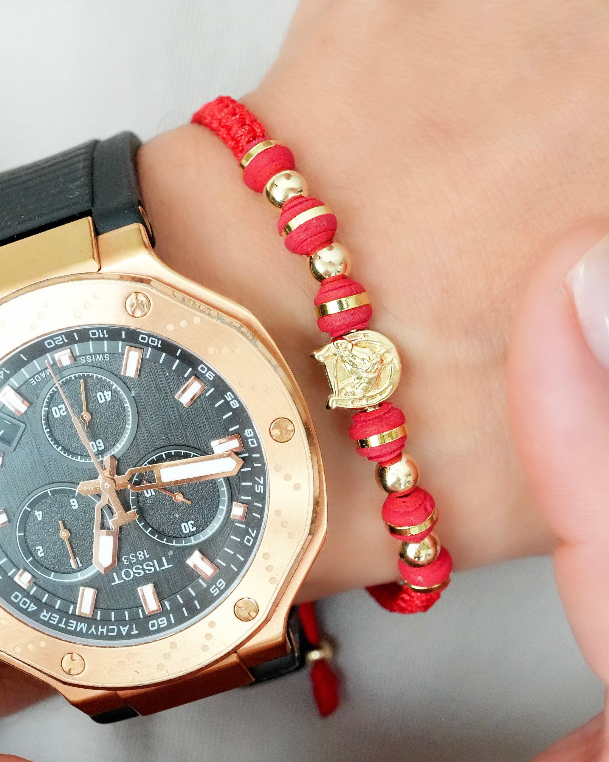 BRAZALETE HERRADURA DE CABALLO 5MM ROJO 5725 OrolaminadoLuxus