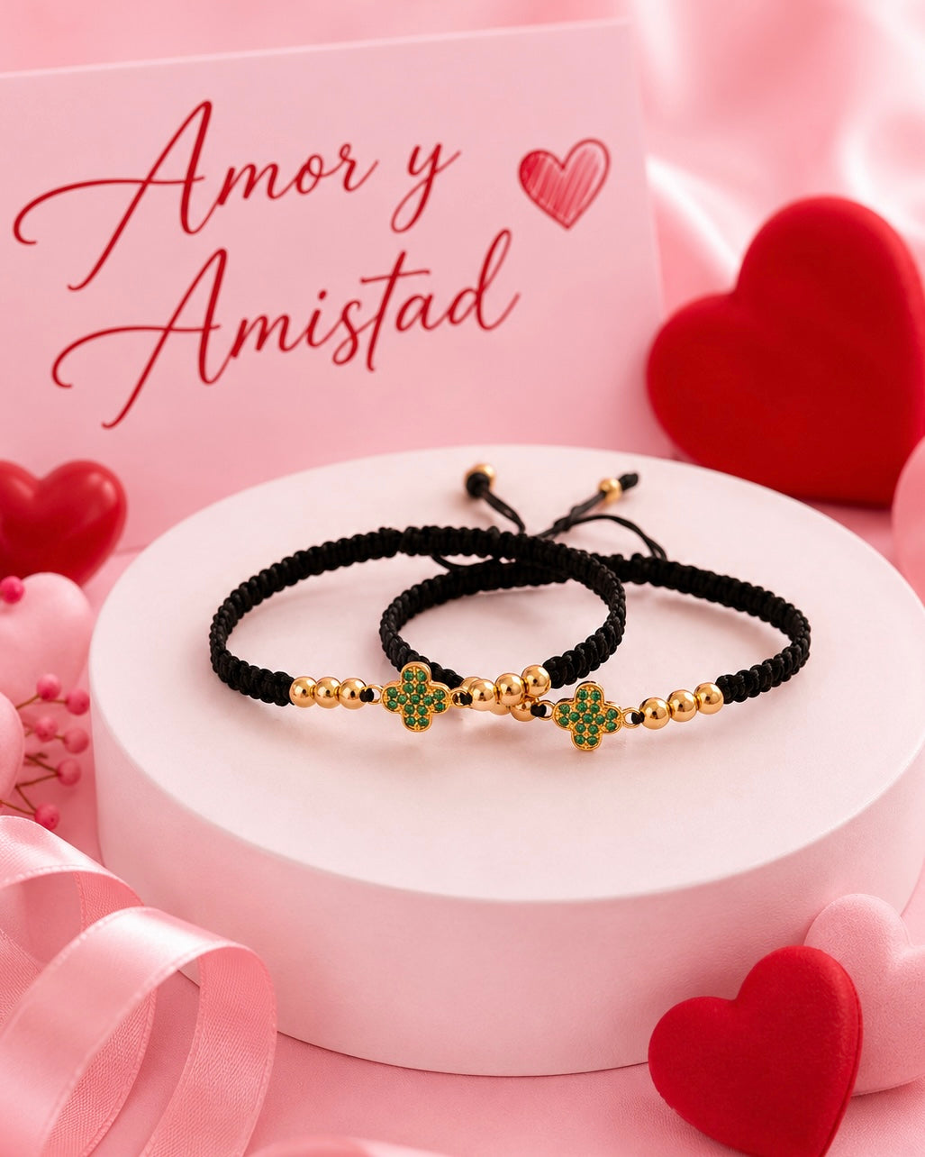 SET BRAZALETES PARA PAREJA - TREBOL  6474