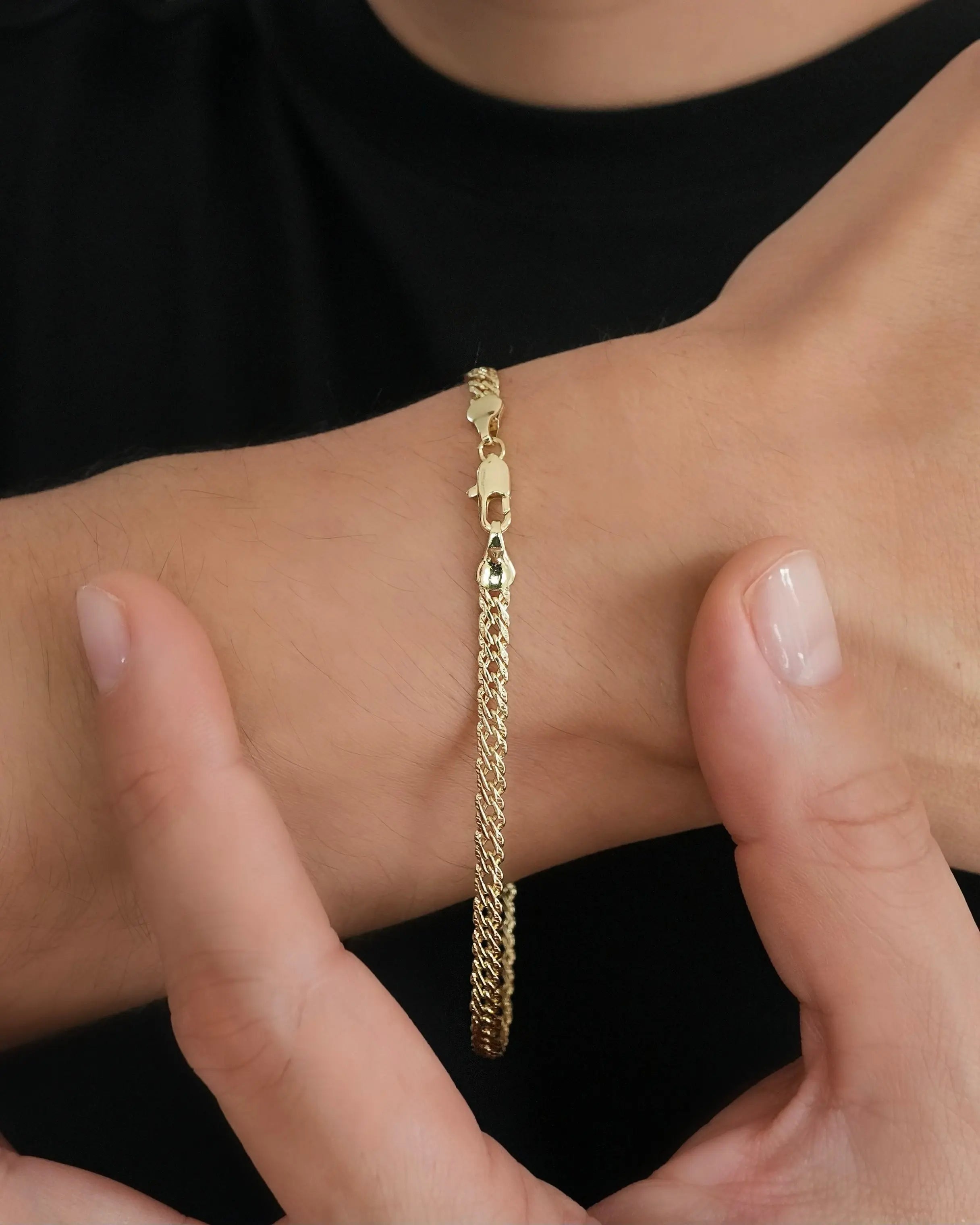 PULSERA CUBANA CRUZADA 21CM 5167 OrolaminadoLuxus