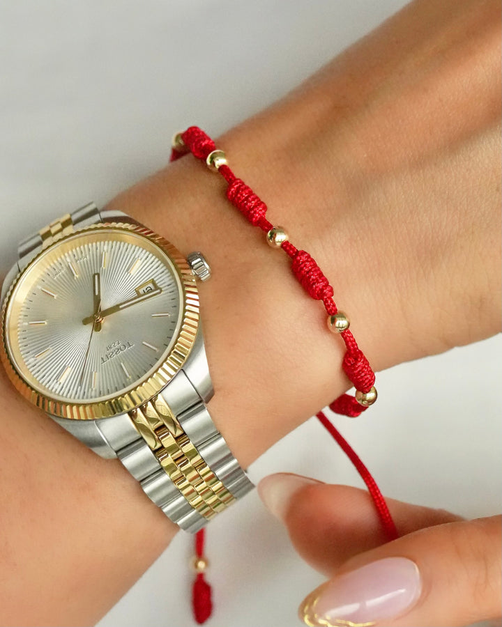 BRAZALETE 7 NUDOS 4MM ROJO 5728 OrolaminadoLuxus