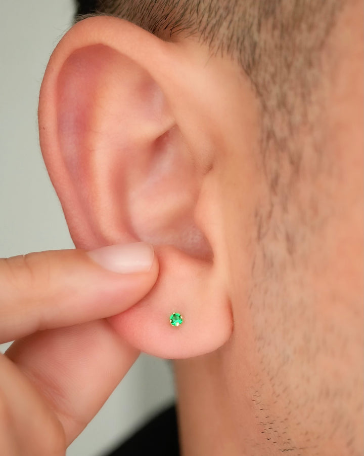 TOPO CHISPA 3MM ESMERALDA ROSCA DE SEGURIDAD  5639 OrolaminadoLuxus