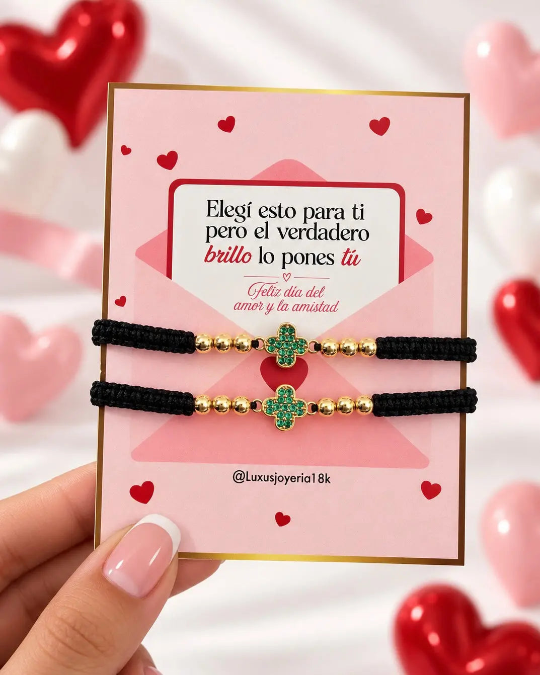 SET BRAZALETES PARA PAREJA - TREBOL  6474