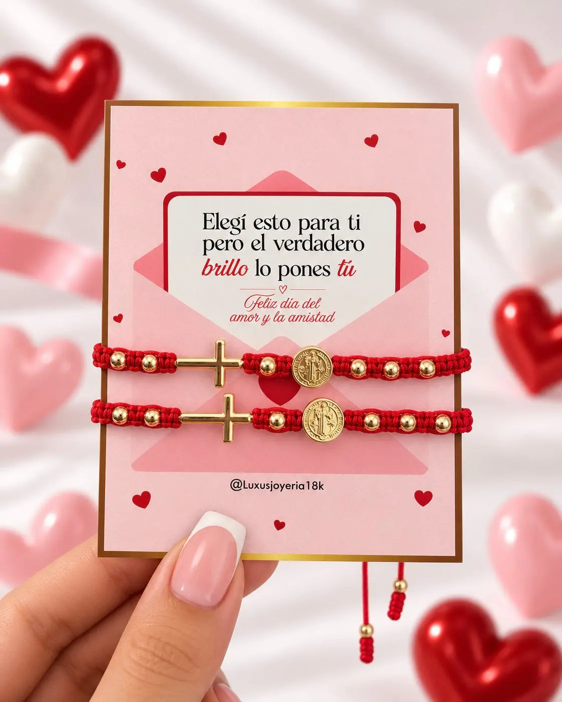 SET BRAZALETES PARA PAREJA - PROTECCION CRUZ-SAN BENITO 6477