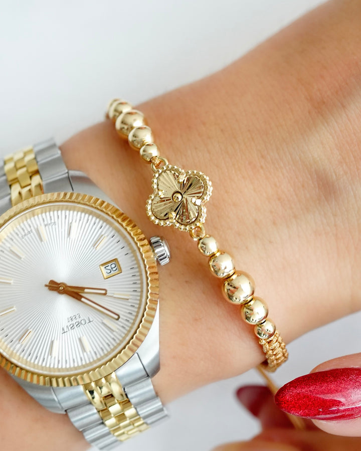 BRAZALETE FLOR TREBOL GOLD 5770 OrolaminadoLuxus