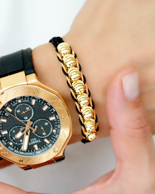 BRAZALETE LAZO REAL DIAMANTADO NEGRO OrolaminadoLuxus