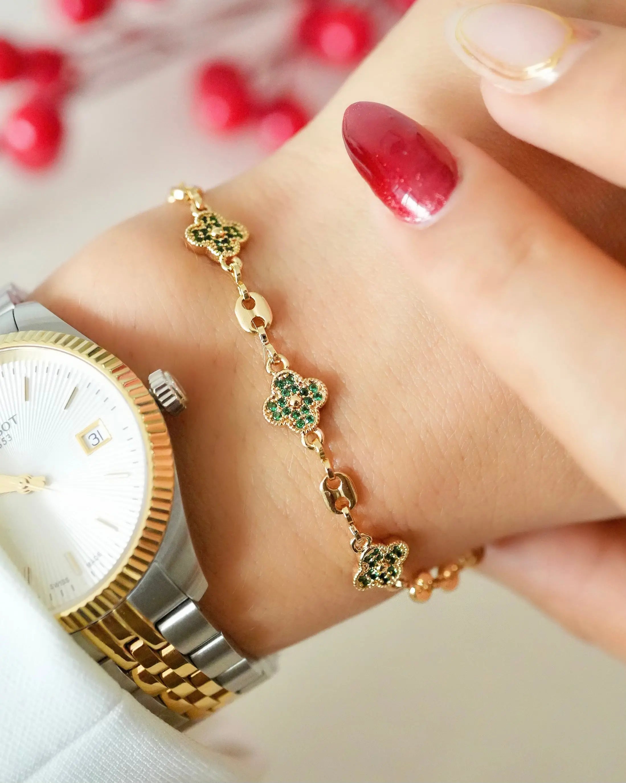 PULSERA GUCCI TREBOL 18CM OrolaminadoLuxus
