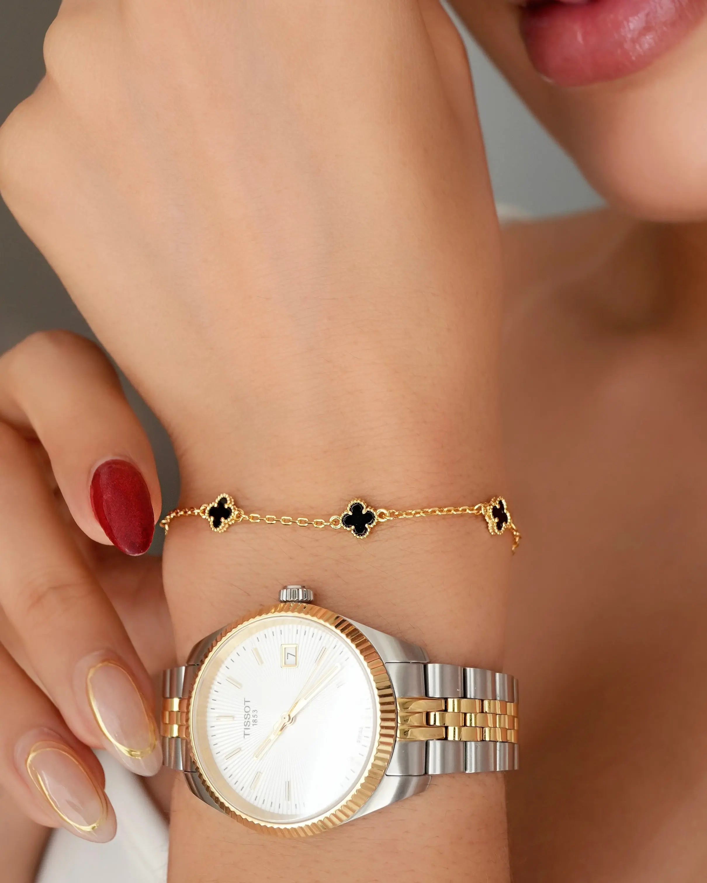 PULSERA TREBOL MINI  17CM OrolaminadoLuxus