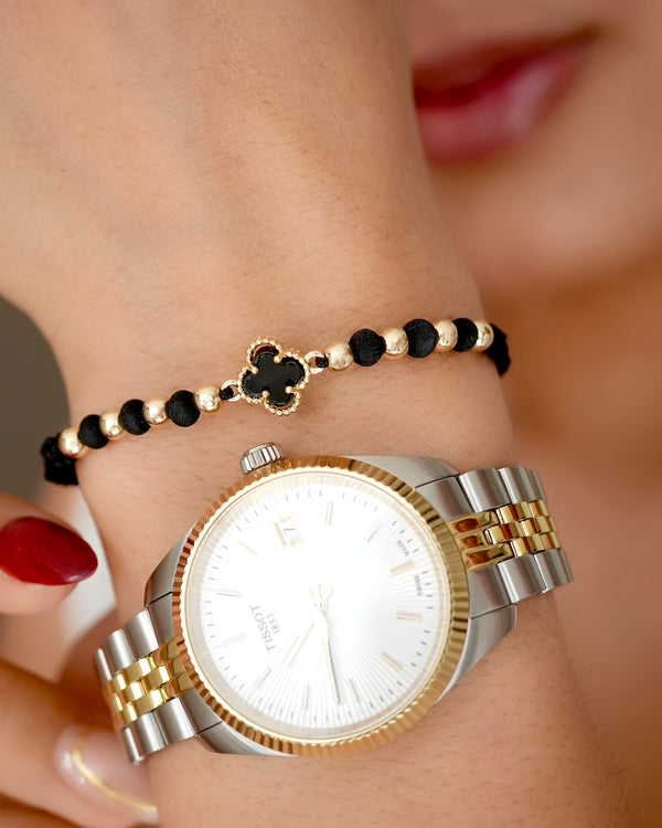 BRAZALETE TRBOL NEGRO 4MM 5827 OrolaminadoLuxus