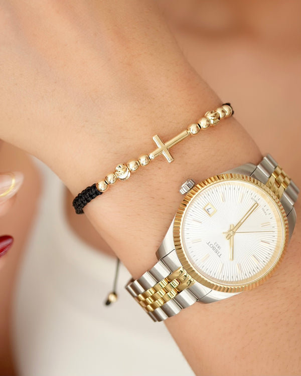 BRAZALETE CRUZ DIAMANTADO ORO LAMINADO 5829 OrolaminadoLuxus