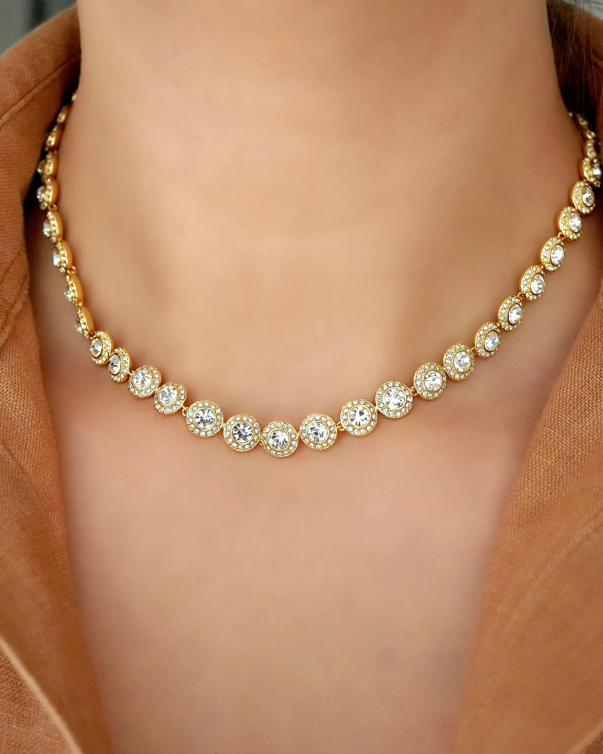 COLLAR UNA ANGELIC SWAROVSKI 6 Mm 37+2CM 5826 OrolaminadoLuxus