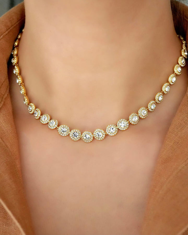 COLLAR UNA ANGELIC SWAROVSKI 6 Mm 37+2CM 5826 OrolaminadoLuxus