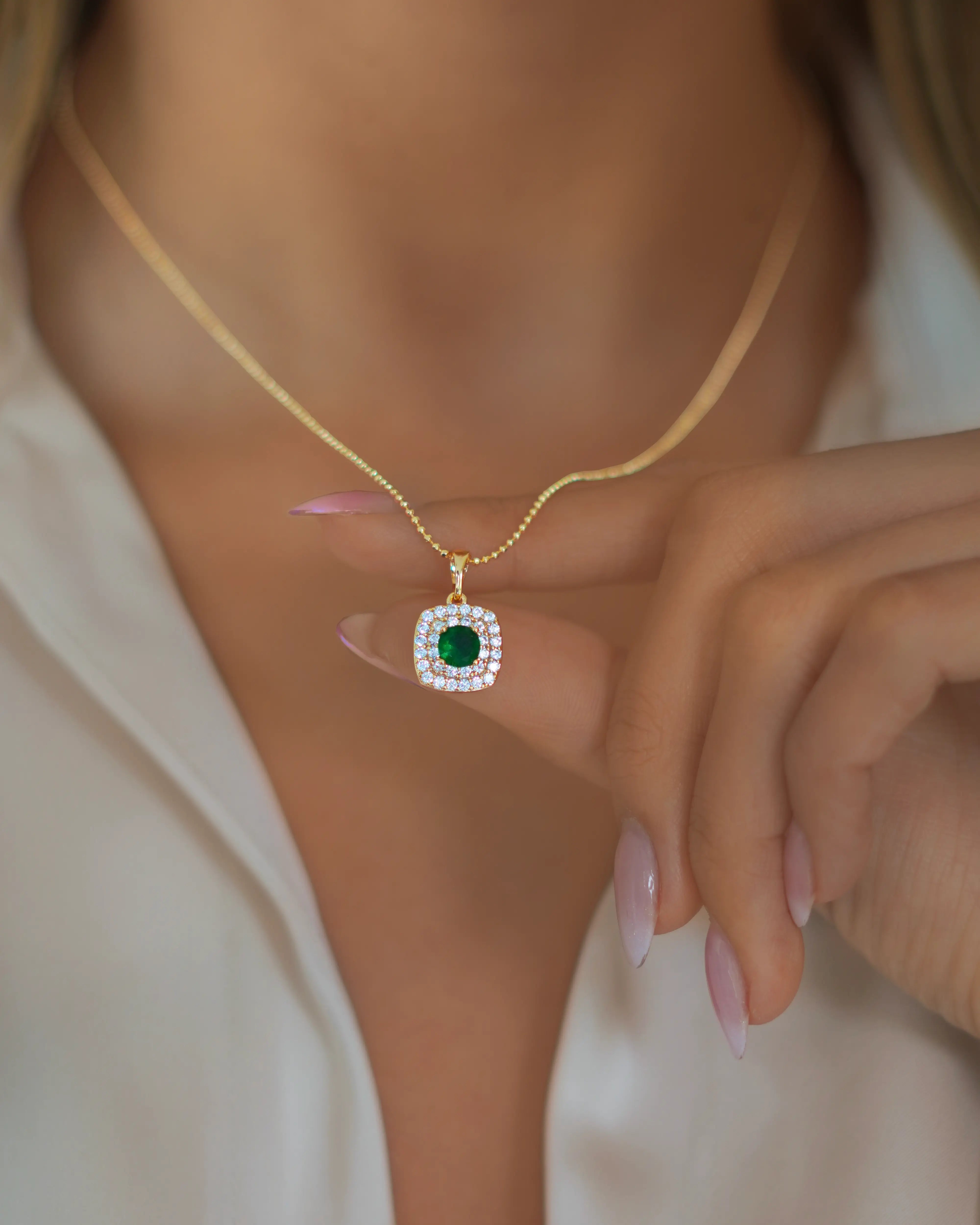 DIJE GLAMOUR ROSE VERDE ESMERALDA 4516 OrolaminadoLuxus