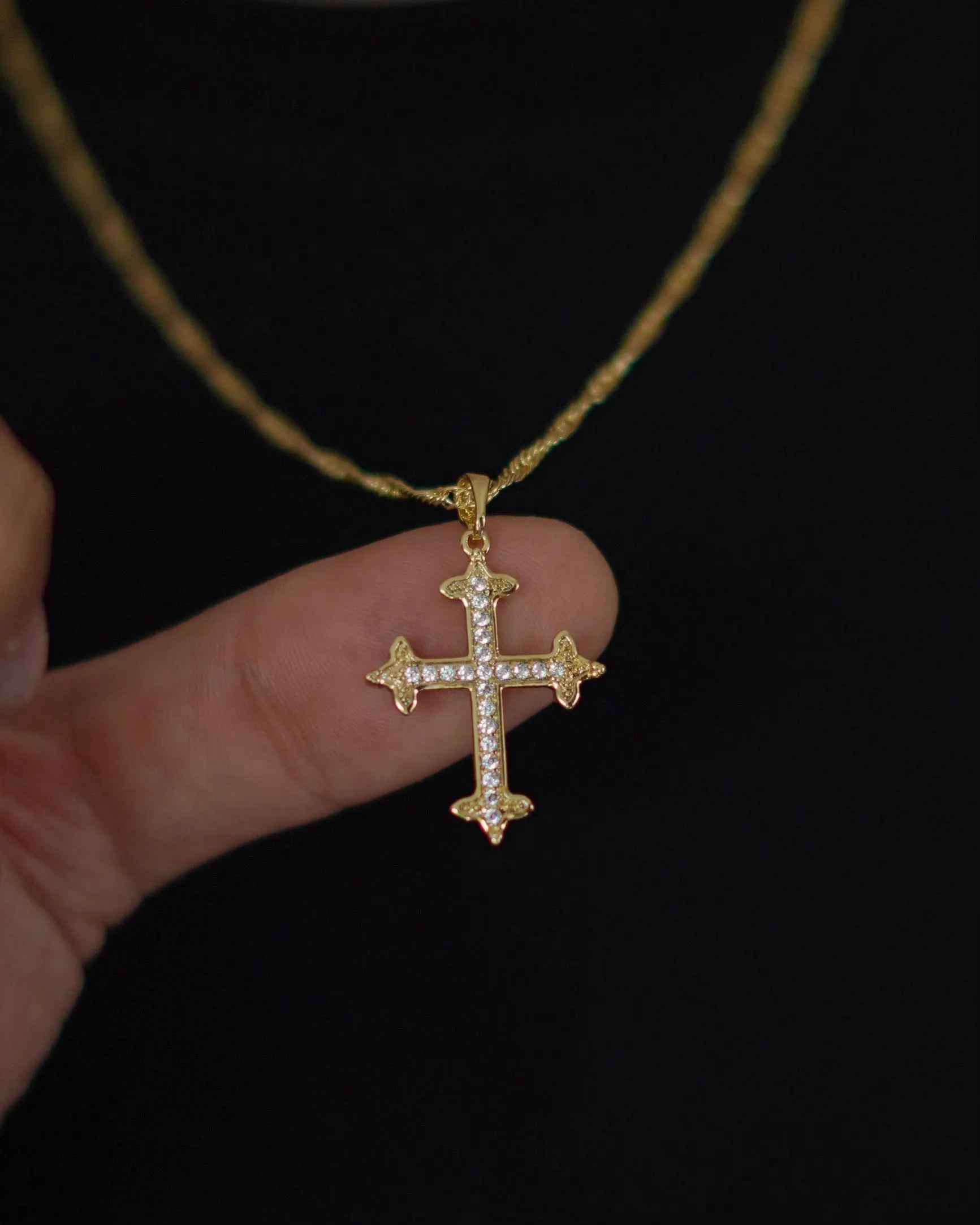 DIJE CRUZ TEMPLARIOS CRISTAL 4545 OrolaminadoLuxus