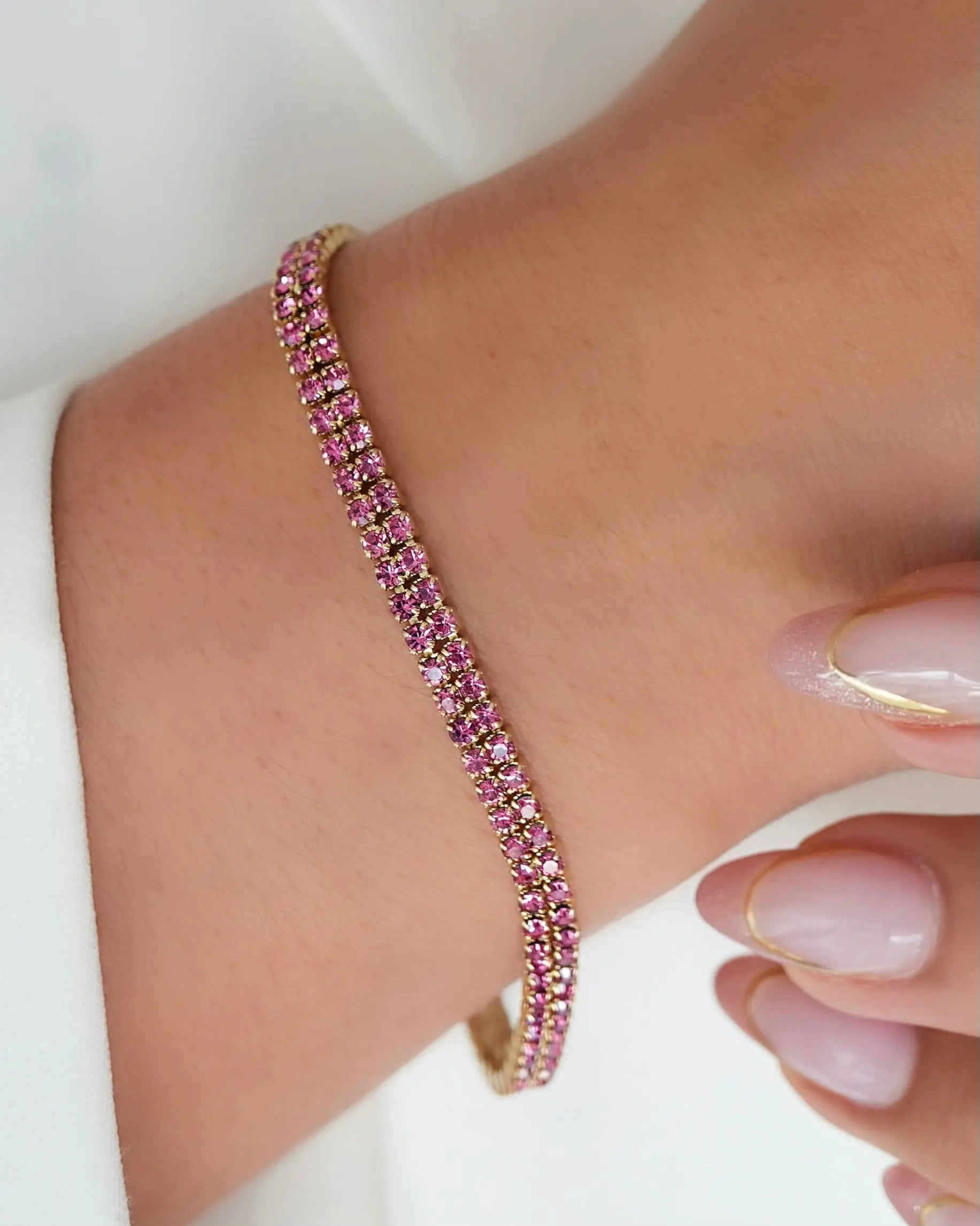 PULSERA TENIS DOBLE CARRIL 17CM +2CM  5264 OrolaminadoLuxus