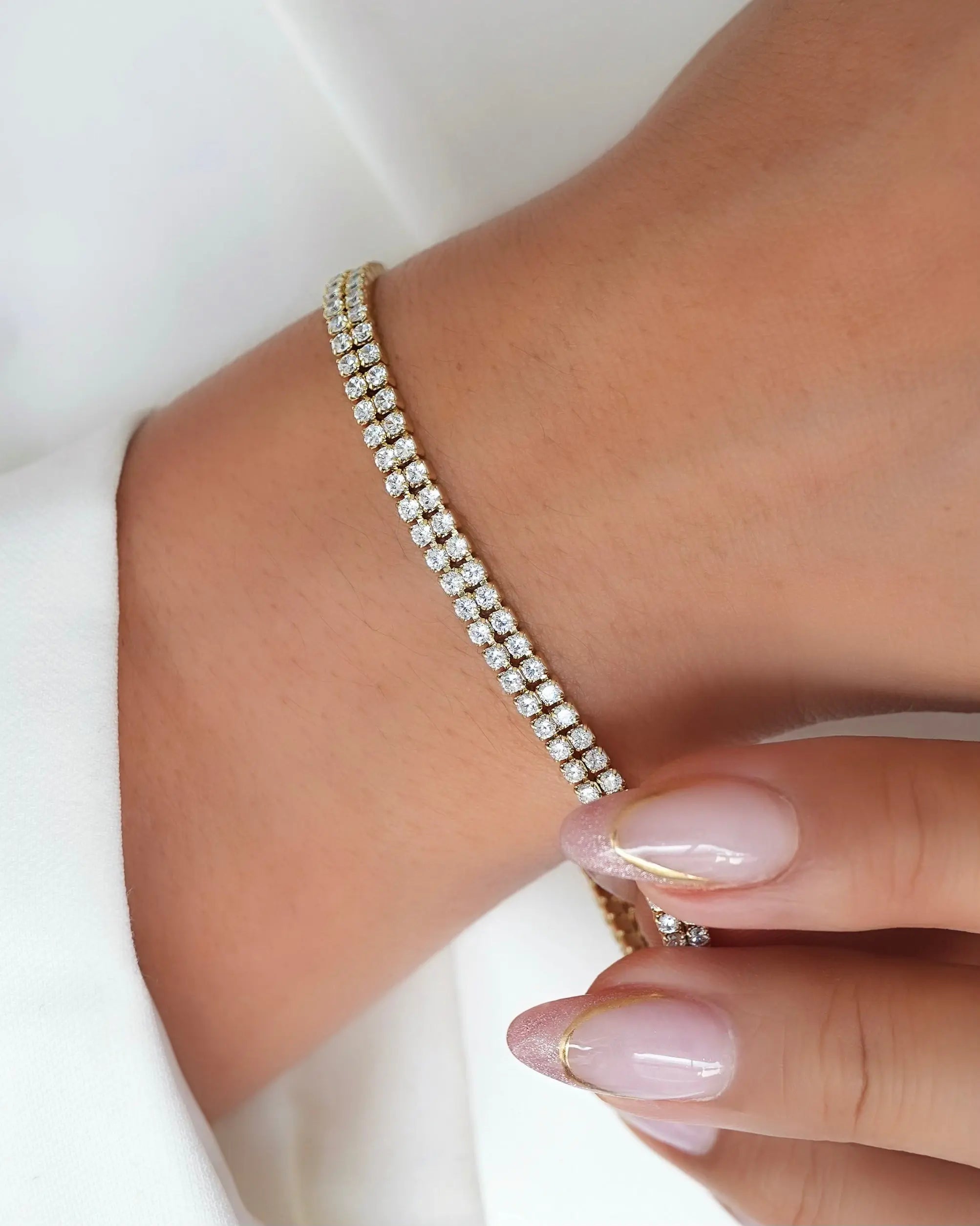 PULSERA TENIS DOBLE CARRIL 17CM +2CM  5264 OrolaminadoLuxus