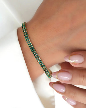 PULSERA TENIS DOBLE CARRIL 17CM +2CM  5264 OrolaminadoLuxus