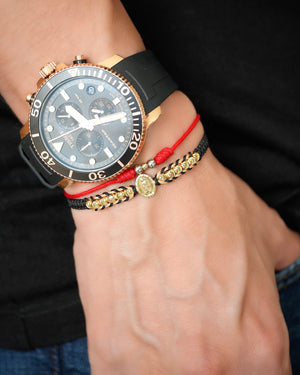 BRAZALETE DOBLE CARRIL VIRGEN DE GUADALUPE 3 MM NEGRO 5948 Oro laminado Luxus