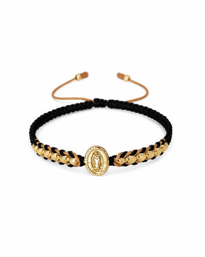 BRAZALETE DOBLE CARRIL VIRGEN DE GUADALUPE 3 MM NEGRO 5948 Oro laminado Luxus