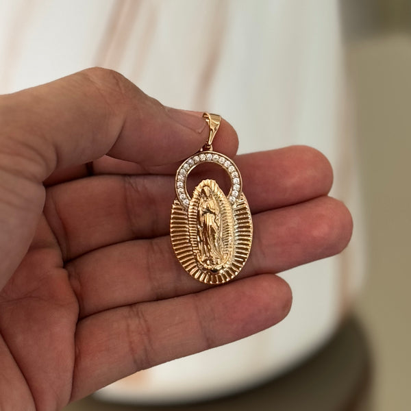 DIJE VIRGEN DE GUADALUPE LUMINOSA ROSE CRISTAL SWAROVSKI ID: 3999