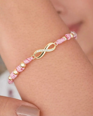 BRAZALETE INFINITO CRISTAL ROSADO 6021 Oro laminado Luxus