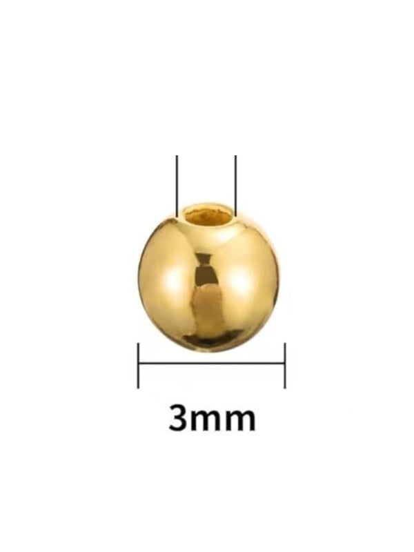 Balín Liso 3 mm en Oro Laminado – Ideal para Fabricación de Pulseras