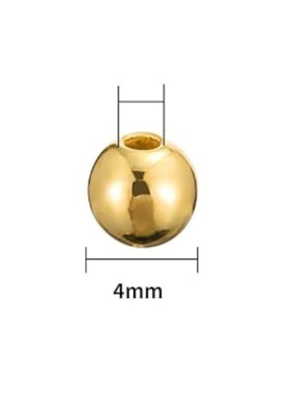 Balín Liso 4 mm en Oro Laminado – Ideal para Fabricación de Pulseras
