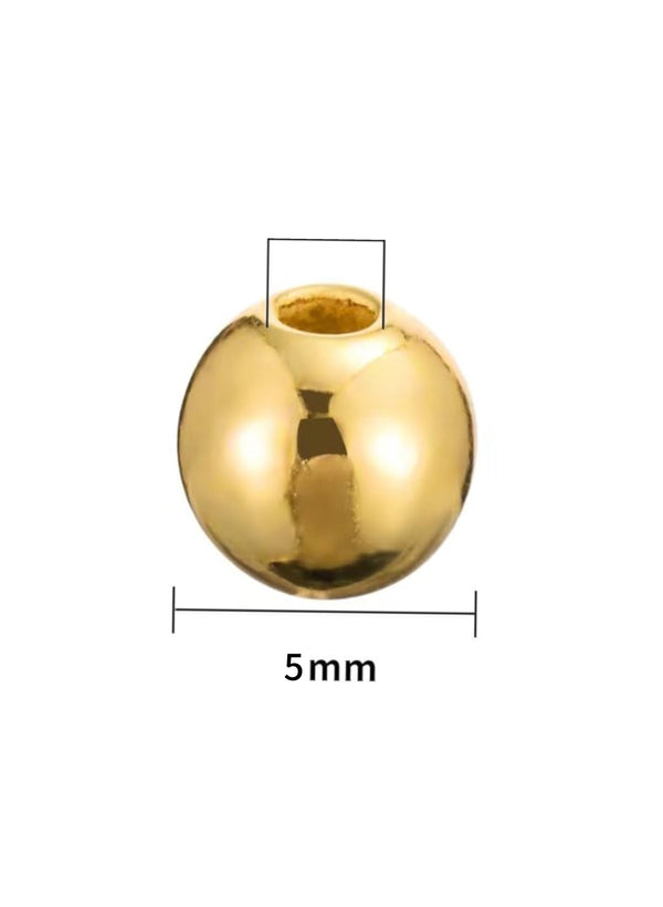 Balín Liso 5 mm en Oro Laminado – Ideal para Fabricación de Pulseras