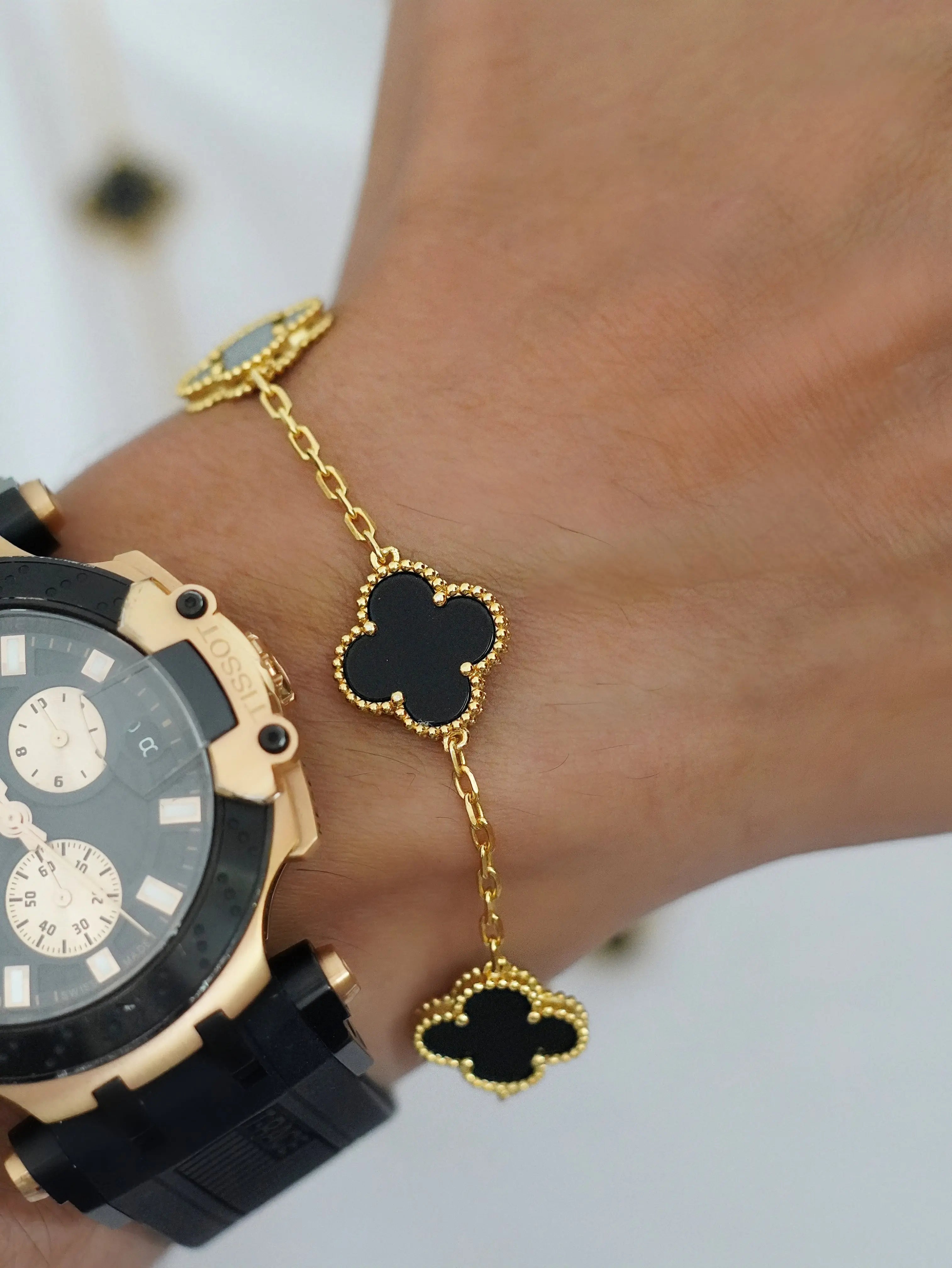 PULSERA FLOR TRÉBOL PLATA/ORO 4691 OrolaminadoLuxus