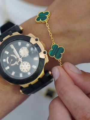 PULSERA FLOR TRÉBOL PLATA/ORO 4691 OrolaminadoLuxus