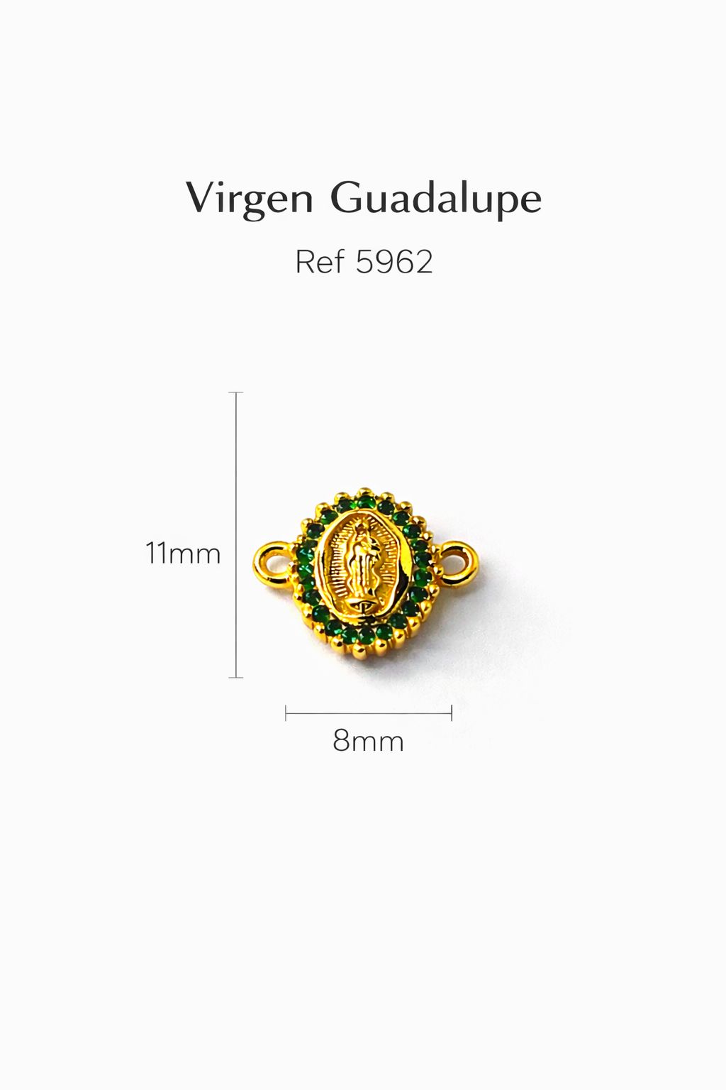 HERRAJE VIRGEN GUADALUPE DESTELLO ESMERALDA 10MM 5962 Oro laminado Luxus