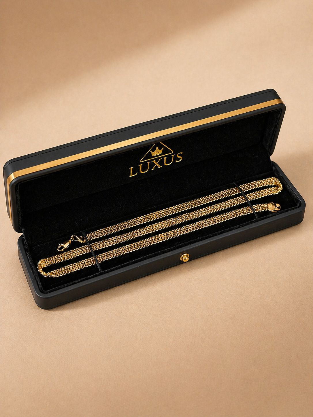 CADENA DOBLE CARRIL TEJIDO CHINO 60CM 6MM 6231 Oro laminado Luxus
