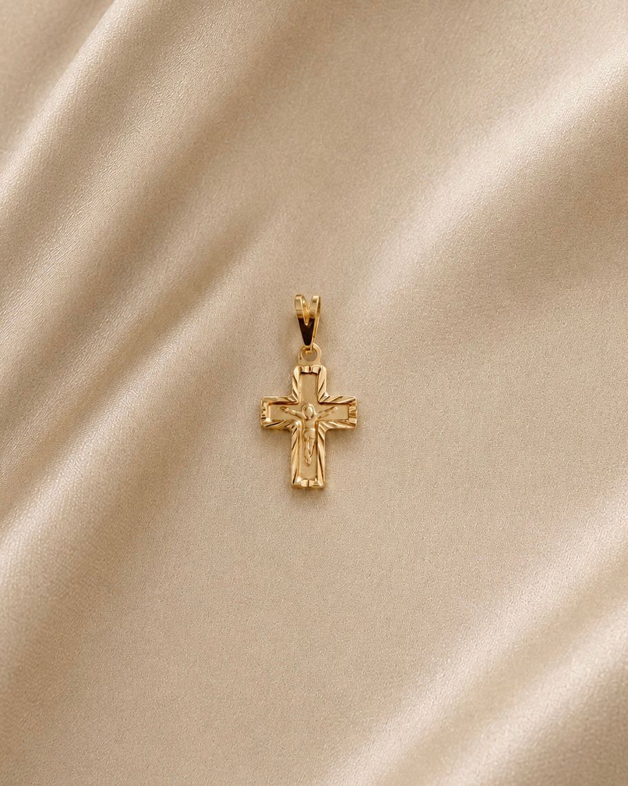 DIJE PLACA CRUZ DIAMANTADA 19MM 6254 Oro laminado Luxus