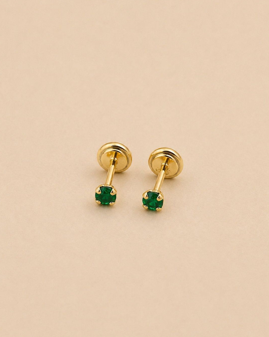 TOPO CHISPA 3MM ESMERALDA ROSCA DE SEGURIDAD 6303 Oro laminado Luxus