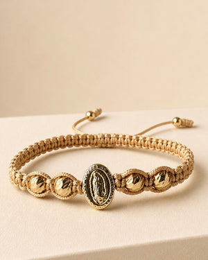 BRAZALETE VIRGEN GUADALUPE DIAMANTADO 6MM Oro laminado Luxus