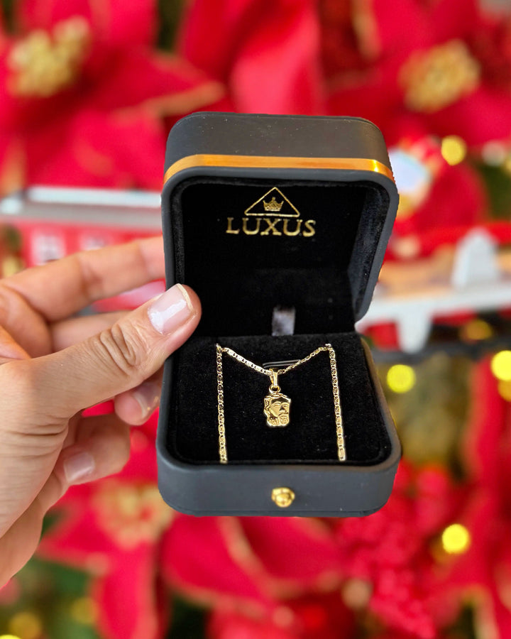 SET NAVIDAD CADENA CARACOL 2 MM 65 CM + DIJE OrolaminadoLuxus