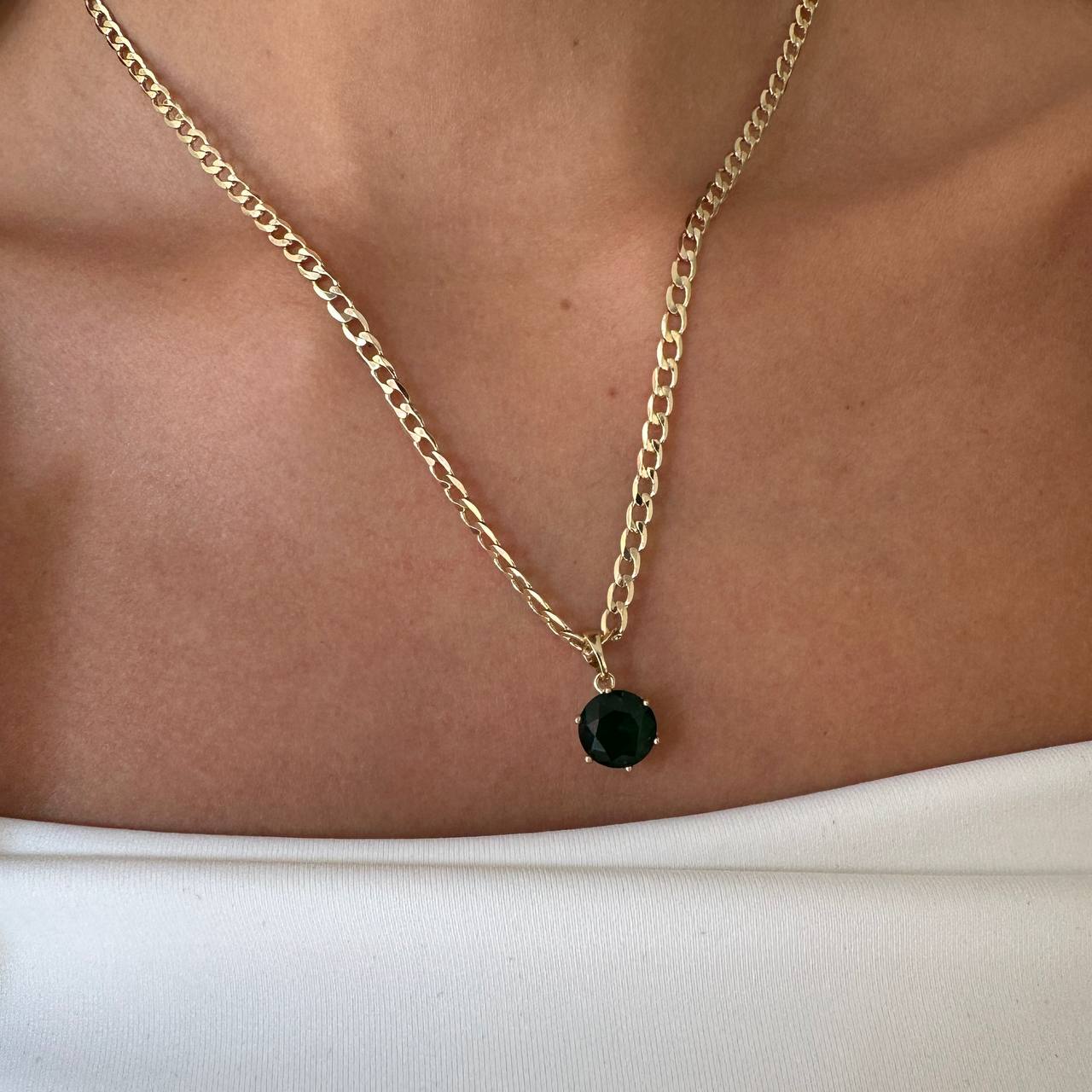 DIJE CRISTAL REDONDO 10 MM VERDE ESMERALDA ID: 3806