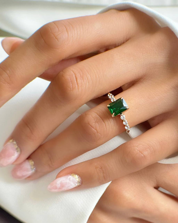 ANILLO GLAMOUR VERDE ESMERALDA ROSE 4429