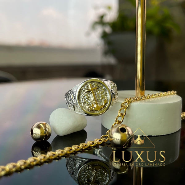 ANILLO ANCLA SILVER GOLD Ref 80007-65