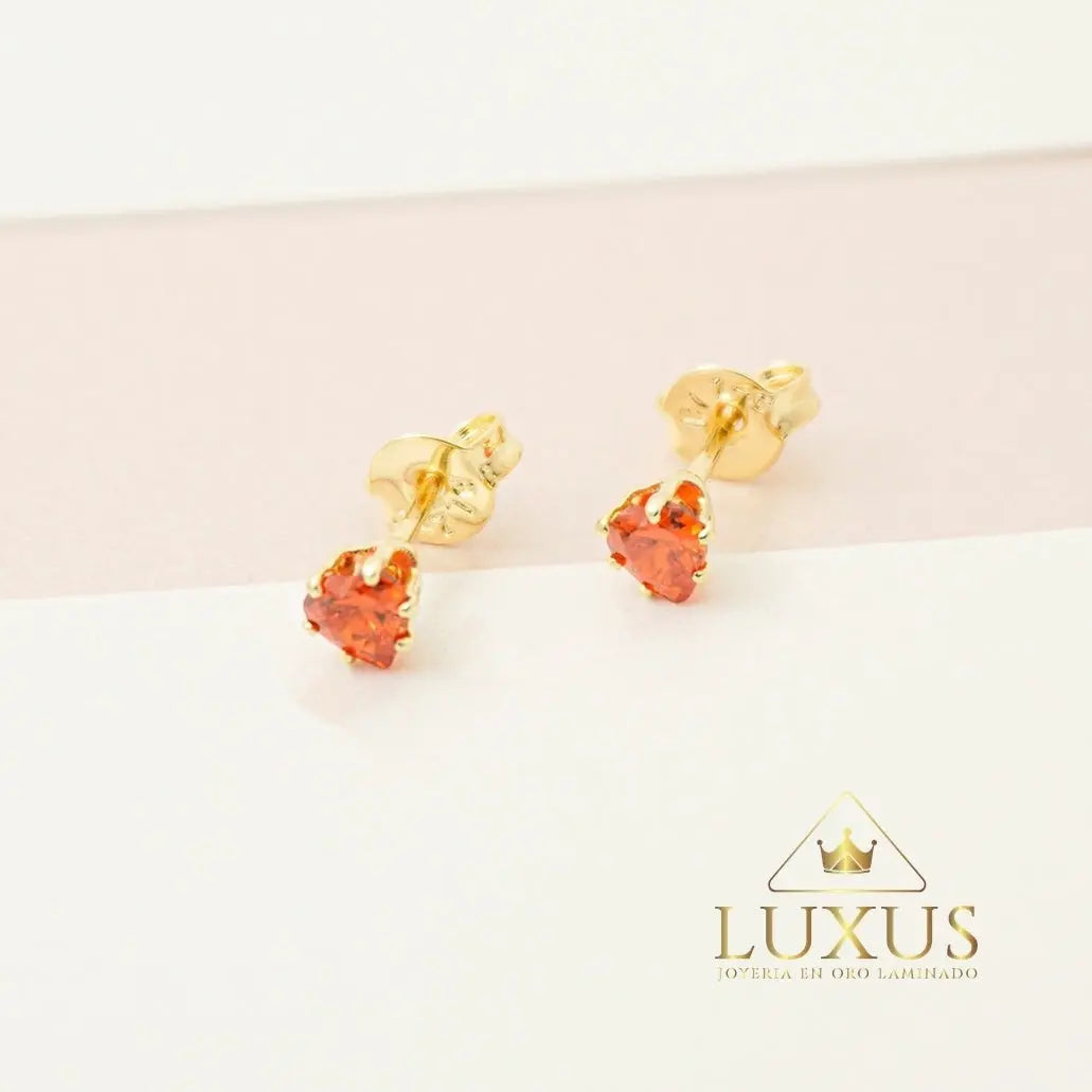 ARETE CIRCONIA CORAZON ROJO 33023R OrolaminadoLuxus