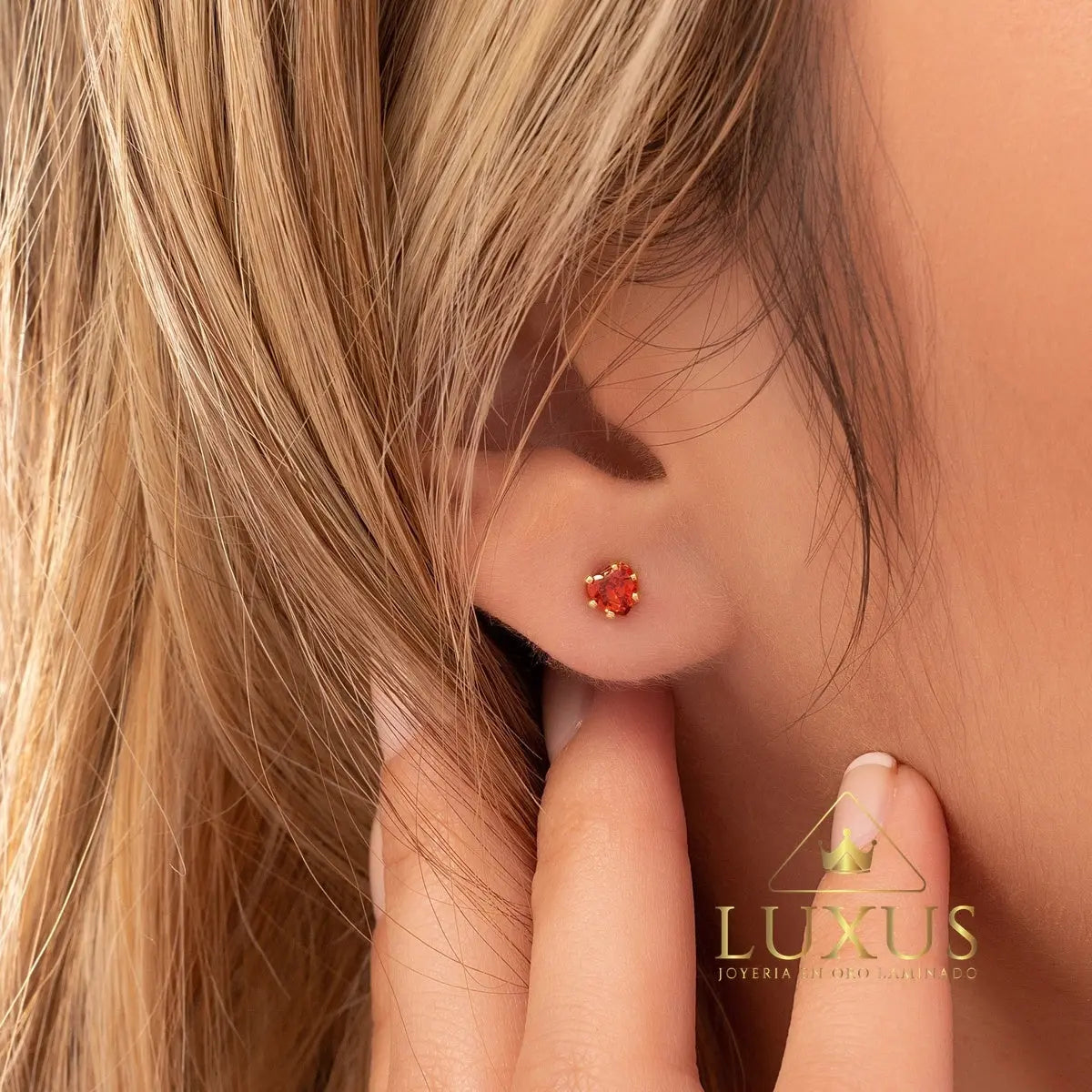 ARETE CIRCONIA CORAZON ROJO 33023R OrolaminadoLuxus