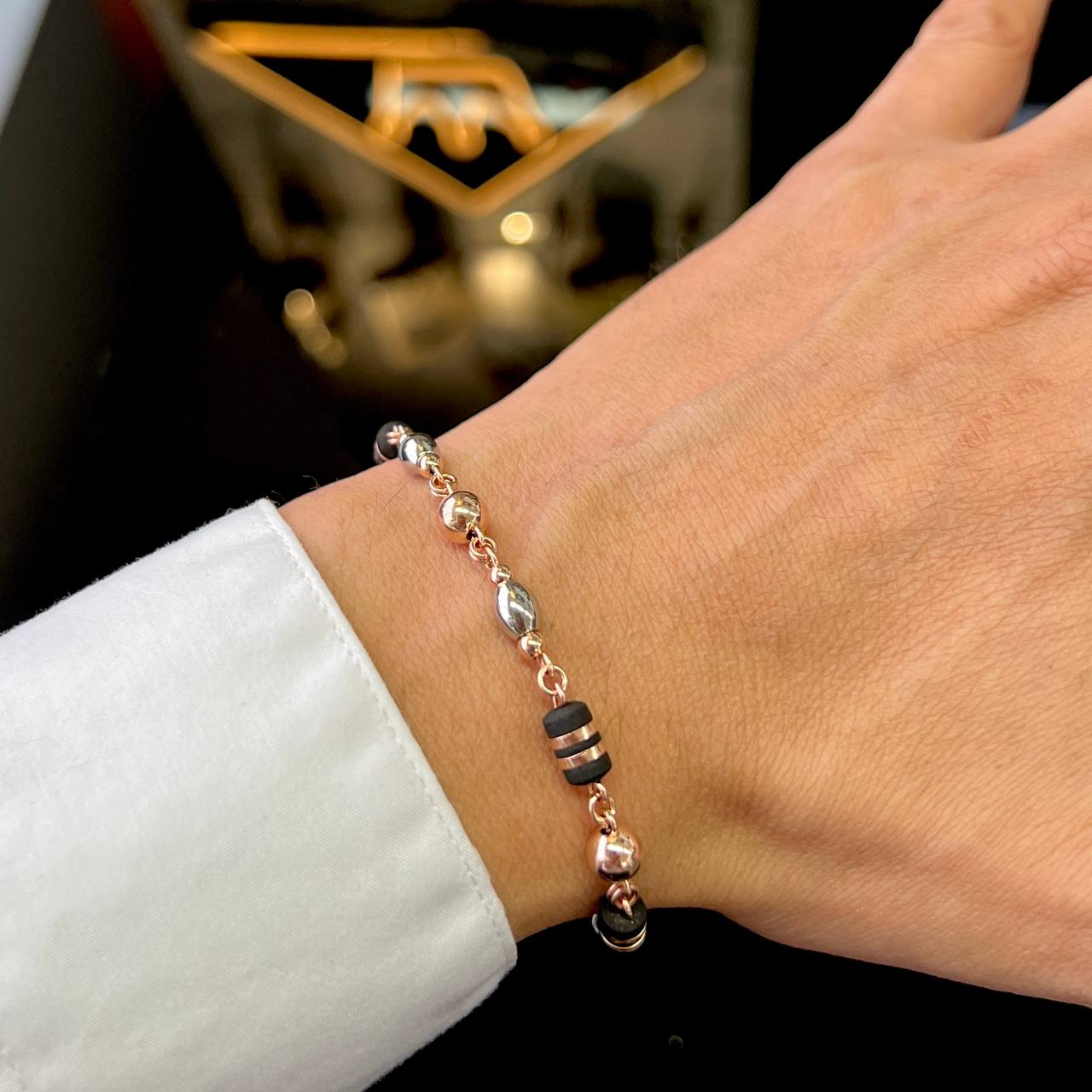 PULSERA ARTESANAL OVALO ROSE DE 20CM 02036312 OrolaminadoLuxus