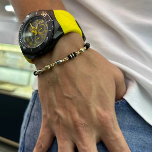 BRAZALETE ARTESANAL OVALO NEGRO 020363 OrolaminadoLuxus